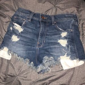 High rise denim shorts